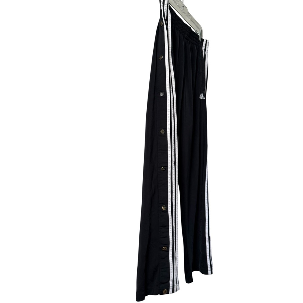 Vintage Adidas Track Pants Tear Away Men Small Black 3 Stripes Snaps Baggy Y2K - Picture 3 of 17